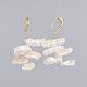 Pendientes colgantes de perlas keshi de perlas barrocas naturales EJEW-JE03416-2