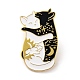 猫のエナメルピンを抱き締める  バックパックの服のためのかわいい合金エナメルブローチ  ライトゴールド  ホワイト  35x23x9.5mm JEWB-C011-04-1