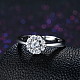 Rond plat à la mode 925 en argent sterling anneaux zircone cubique doigt RJEW-BB16658-6-6