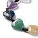 Braccialetti con perline intrecciate con pietre preziose naturali miste a cuore BJEW-H239-07-2