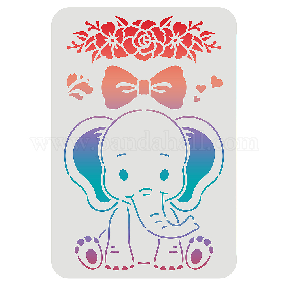 Wholesale FINGERINSPIRE Baby Elephant Stencil 29.7x21cm Cute Baby