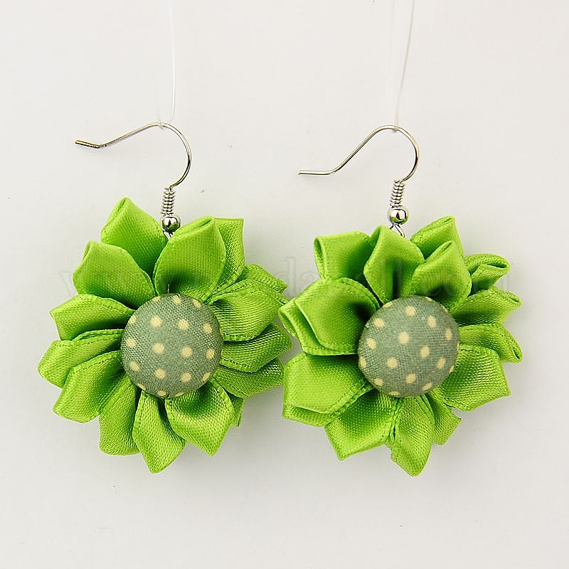 Wholesale Handmade Ribbon Flower Earrings
