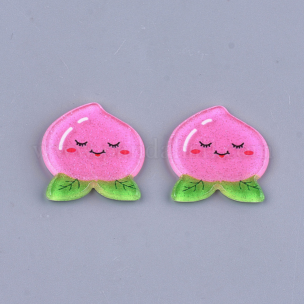 4 Cabochons Vintage Fleurs Roses - Plastique - 50x33x20 Mm - Pour Bijoux Et Artisanat