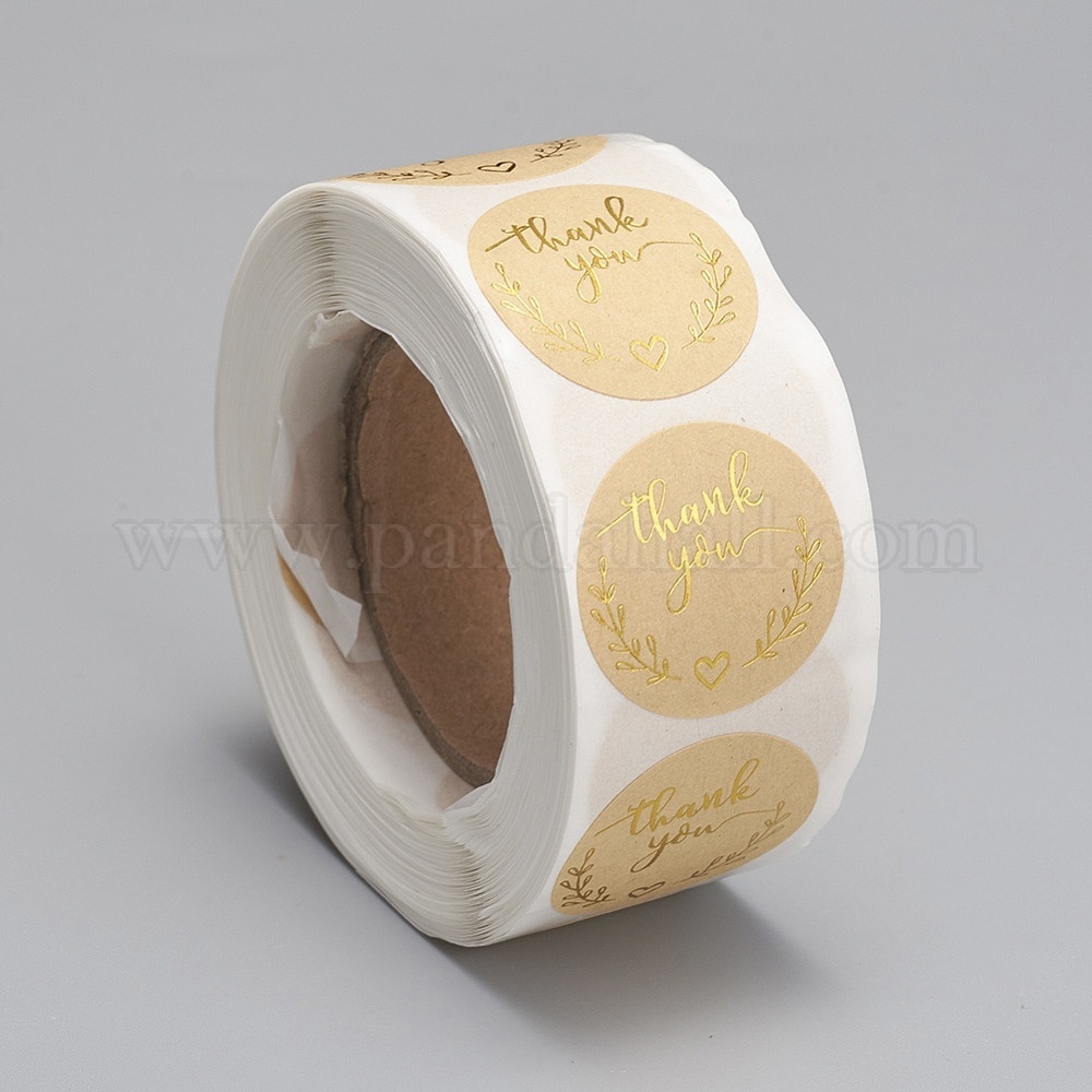 自己粘着クラフト紙ギフトタグステッカー 粘着ラベル お祭り用 クリスマス 休日プレゼント 言葉でありがとうございました ナバホホワイト