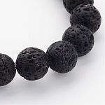 Brins de perles de pierre de lave naturelle, ronde, noir, 8mm, Trou: 2mm, Environ 47 pcs/chapelet, 15 pouce.