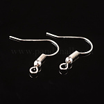 Brass Earring Hooks, Ear Wire, with Horizontal Loop, Silver, 17~19x16~18x0.8mm, 20 Gauge, Hole: 2mm