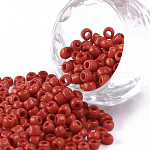 Abalorios de la semilla de cristal, colores opacos semilla, pequeñas cuentas artesanales para hacer joyas de diy, redondo, rojo, 4mm, agujero: 1.5 mm, aproximamente 4500 unidades / libra
