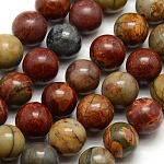 Round Natural Picasso Beads Strands, Picasso Stone/Picasso Jasper, 10mm, Hole: 1mm, about 38pcs/strand, 15 inch