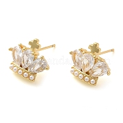 Серьга-гвоздик из латуни с микропаве из кубического циркония EJEW-C079-03G