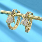 Латунные микро проложить серьги обруча кубического циркония EJEW-C136-01A-02