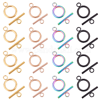 SUPERFINDINGS 16 Sets 4 Styles Brass Toggle Clasps T-Bar Closure Metal Bracelet  Clasps Ring Heart Clasps for Necklace Jewelry Making 