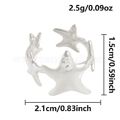 Bagues ouvertes en acier inoxydable 304 pour femmes, étoiles de mer, couleur inoxydable, 15mm, diamètre intérieur: 21 mm
