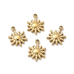 Placcatura ionica (ip) ciondoli in acciaio inossidabile 304, sole, oro, 10x7.5x1.5mm, Foro: 1.2 mm