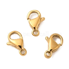 Fermoirs mousquetons en acier inoxydable 304 à placage ionique (IP), fermoirs à gâchette de perroquet, véritable 18k plaqué or, 9x5.5x3mm, Trou: 1mm