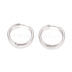 Orecchini a cerchio huggie in acciaio inossidabile 304 anti-ossidazione, orecchini ipoallergenici, con perno in acciaio inossidabile chirurgico 316, colore acciaio inossidabile, 10 gauge, 25x2.5mm, ago :1mm, diametro interno: 20mm