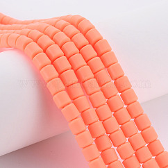 Chapelets de perles en pâte polymère, colonne, rouge-orange, 5~7x6mm, Trou: 1.5~2mm, Environ 61~69 pcs/chapelet, 15.74 pouce