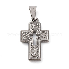 Anhänger aus Edelstahl 304, Kreuz, Edelstahl Farbe, 23.8x14.5x2.4 mm, Bohrung: 8x4 mm