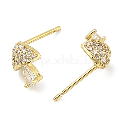 Orecchini a bottone in ottone con zirconi chiari e micro pavè&nbsp;EJEW-R016-26G-13