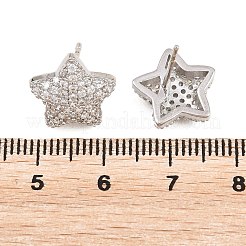 Latón micro pave aretes de circonita cúbica transparente&nbsp;EJEW-G471-31P-01