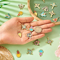 20 pièces 10 styles pendentifs en émail en alliage plaqué or clair&nbsp;ENAM-TA0001-75