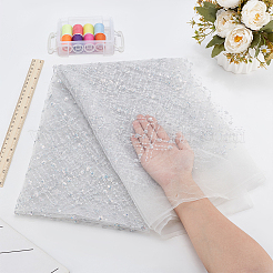 Pailletten-Polyester-Spitzenstoff&nbsp;DIY-WH0622-147B