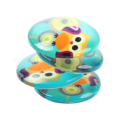 Cabochons di vetro mezzotondo con disegno gufo&nbsp;GGLA-N004-25mm-B
