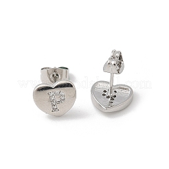 Orecchini a bottone con micro pavé di zirconi chiari in ottone placcato cremagliera&nbsp;EJEW-K299-01P-P