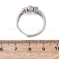 Anelli da dito in ottone micro pavé di zirconi cubici trasparenti per le donne alleviano l'ansia&nbsp;RJEW-S624-05P-02