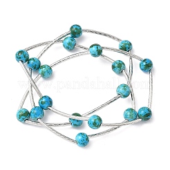 Braccialetti multifilo con perline turchesi sintetiche rotonde per donna&nbsp;BJEW-JB12335-02