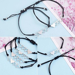 Ensemble de bracelets à maillons en forme de cœur en acier inoxydable 430 de 4 styles&nbsp;JB716A
