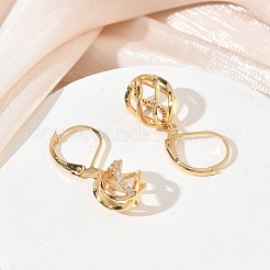 Boucles d'oreilles à levier en laiton avec zircons cubiques transparents à micro pavé&nbsp;KK-CBA4112-09G