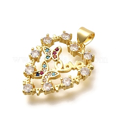 Porte micro ouvrent pendentifs zircone cubique en laiton de placage&nbsp;KK-L226-050G-02