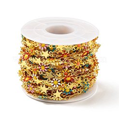 Catene a maglia in ottone fatte a mano con fiori e stelle&nbsp;CHC-D032-16G