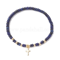 2 pulsera elástica de cuentas de lapislázuli natural&nbsp;BJEW-JB13415-02