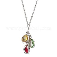 Colliers pendentifs en acier inoxydable et en verre&nbsp;NJEW-JN04701