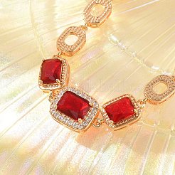 Bracelets à maillons rectangulaires et ovales en laiton avec micro pavé de zircons cubiques&nbsp;KK-R217-25G