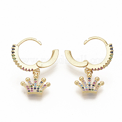 Orecchini a cerchio pendenti in zirconi colorati con micro pavè di zirconi colorati&nbsp;EJEW-S208-073