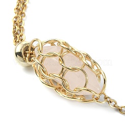 Bracciali con cursore a maglie tonde in quarzo rosa naturale&nbsp;BJEW-JB09902-01