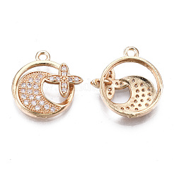 Pendenti in zirconi cubici trasparenti in micro pavè di ottone&nbsp;KK-S359-107-RS