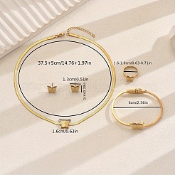 Edelstahl Schmetterling Armreif & Ohrringe & Halsketten & Ringe Sets für Frauen&nbsp;RG3156