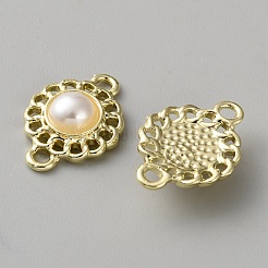 Breloques connecteurs en alliage et perles en plastique blanc&nbsp;FIND-WH0365-082G-03