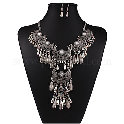 Ensembles de colliers et boucles d'oreilles pendantes en alliage acrylique avec pendentif en forme de larme&nbsp;FS-WGAE9A5-02