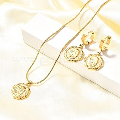 Achteck mit Damen 304 Edelstahl Halsketten & Creolen Set für Damen&nbsp;SJEW-C007-09G