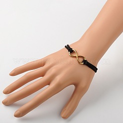 Valentines Geschenk Ideen für ihre Fauxveloursleder Kabel Legierung Infinity Link Armbänder&nbsp;BJEW-JB01260