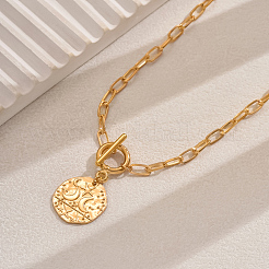 Elegante Messing Stern Mond Anhänger Büroklammer Kette Halsketten für Frauen&nbsp;TP5799