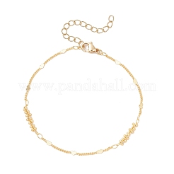 Messingarmbänder mit Herz- und runden Perlengliedern für Damen&nbsp;BJEW-JB12188
