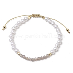Bracelets tressés en perles d'agate grise naturelle&nbsp;BJEW-JB11668-01