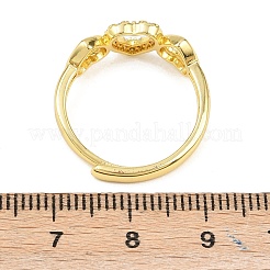 Manschettenringe aus Messing mit Mikropavé-Zirkonia für Damen&nbsp;RJEW-Z113-26G