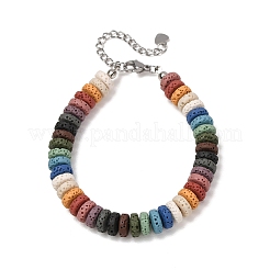 Bracelets heishi en roche de lave naturelle teintée selon les chakras&nbsp;GG-CBA922D-04