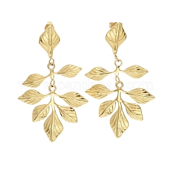 Pendientes colgantes de hoja de acero inoxidable 201&nbsp;EJEW-D084-11G